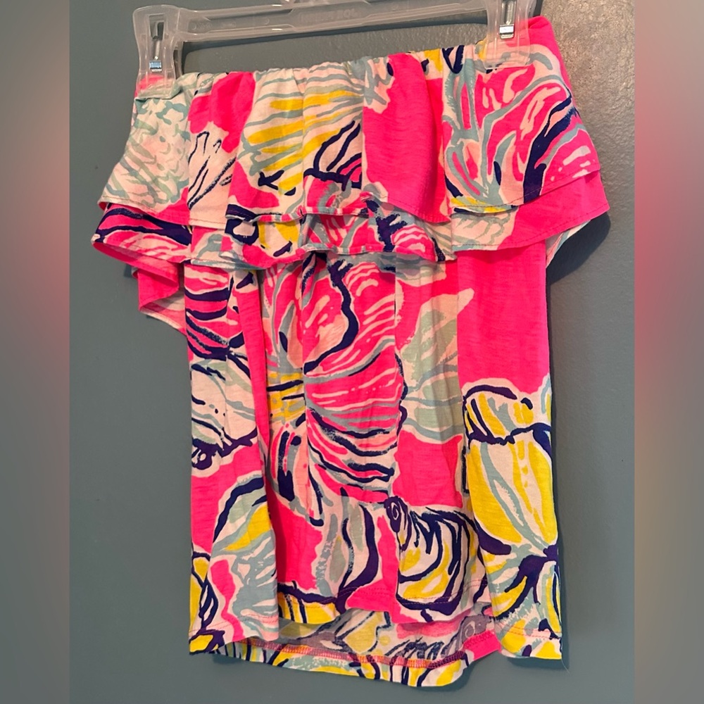 Lilly Pulitzer Rilo Swept by the Tides Floral Ruffle Tube Style Top Women’s XS
